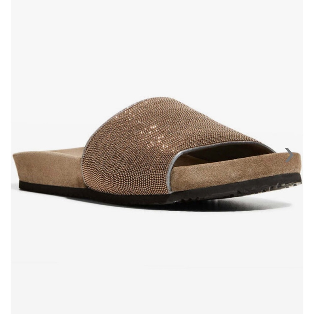 BRUNELLO CUCINELLI Monili Rose Gold Strap Pool Slide Size 40